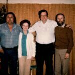 Buddy Red Bow visiting my Aunt Martha & Uncle Bill (he is Indian) who donated the painted trailer to Grandpa Fools Crow, and me.