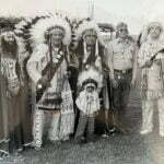 Chief Fools Crow naming John Denver adopted son Cet'an Luta (Red Hawk). Dik, Grandpa, Buddy, John and Dallas Chief Eagle.