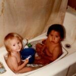 A bath with my daughter and foster child Rhondell
