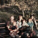 At John Denver's home backyard with our children and Mom Rhonda, Tae, Hopi and Chaya'.