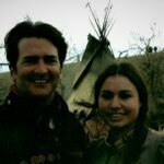 John Fusco film writer/producer and actress Stardust Red Bow on the Hildago Film set.