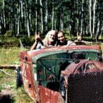 Special friend Dorie Cofer and Dik in an old abandon car on Harris Sherman's mountain land. Harris, a lawyer, represented the Hopi Nation and other Native tribes. He won his first supreme court argument 9 - 0!!